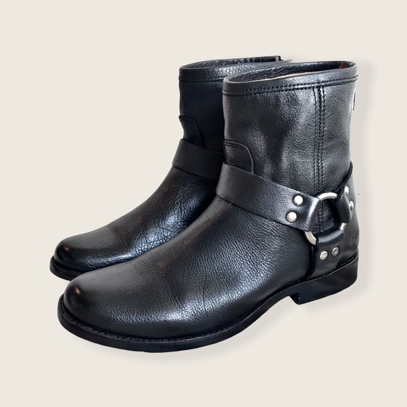 Frye Phillip Harness Short Leather Cute Ankle Boot - Picture 13 of 15